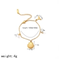 Bracciale in acciaio inossidabile dorato con ciondoli conchiglia e perla in stile spiaggia - Bracciale Con Ciondolo a Forma di Stella Marina e Conchiglia (TB5093)
