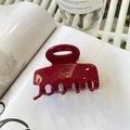 Detail shot of a red acetate hair claw clip with golden Barrette La France text - Oval Head Square Claw (Approx 5cm) / Red