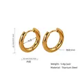 Polished gold titanium steel hoop earrings with 22mm outer diameter and minimalist design - 3.0*16mm / Gold