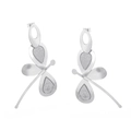 Abstract silver butterfly earrings with a mix of polished and frosted metallic finish - Silver Abstract Butterfly Shape Style (KE31194-D)