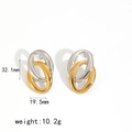 Detalle de dimensiones de los pendientes de acero inoxidable entrelazados oro y plata - Estilo entrelazado bicolor oro y plata (TE6957-M)