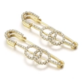 Elegant gold U-shaped pin with three interlocking rings and pavé crystal zircons - 13# Gold Triple Ring 5.7*1.3cm