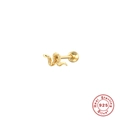 Mini S925 Sterling Silber Gold Schlangen-Ohrstecker mit Schraubverschluss und Kristallen - Einzeln Gold - Stil 1 (Einfache Schlange)