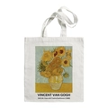 White canvas tote bag featuring Van Gogh's Sunflower print for daily commuting - Sunflowers 1888