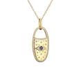 Gold-plated necklace with oval devil eye locket pendant and cubic zirconia stones - Oval Lock Evil Eye