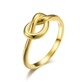 Polished golden stainless steel knot ring for men and women featuring a mirror finish - 4# / Gold