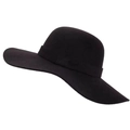 Cappello fedora classico in feltro di lana nero a tesa larga stile vintage per donna - M (56-58cm) / Stile Nastro Nero a Tesa Larga(111)
