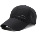 Casquette de baseball outdoor noire à séchage rapide avec logo montagne et trous laser - Noir