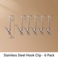 6PCS multi-purpose stainless steel hook clips for cabinet storage organization, 11cm height - Stainless Steel Hanging Clip (4043)