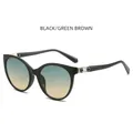 Damen-Cat-Eye-Sonnenbrille mit schwarzem Rahmen und grün-braunen Verlaufsgläsern - Schwarzer Rahmen Grüntee Gläser