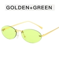 Gafas de sol ovaladas sin montura Y2K con montura dorada y lentes de color verde - Lente Verde