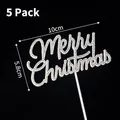 Decorazione torta glitter argento Merry Christmas set da 5 pezzi di 10cm x 5,8cm - Feltro Strass Merry Christmas Tipo A / 5 Pezzi