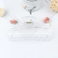 Transparent rectangle hair claw clip with silver glitter finish for elegant hair styling - Pearlescent Transparent White