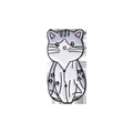 Graziosa spilla in smalto a forma di gatto seduto grigio e bianco con stelle - Gatto Stella A Strisce Grigie (QHXZ407)