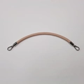 Beige cylindrical leather handbag strap with silver metal hooks for DIY bags - Khaki with Silver Hook