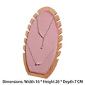 Pink velvet and bamboo jewelry display stand with dimensions 16cm wide and 26cm high - Banana Leaf Pink Velvet