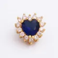 Gold-plated heart pendant featuring a deep blue zircon center and white crystal halo - Dark Blue Heart (M641801-Dark Blue)