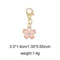 Pink enamel cherry blossom pendant charm with gold lobster clasp and center zircon - Little Flower (With Rhinestone) / Style 40 Cherry Flower