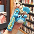 Blue silicone crab keychain featuring Forever Rich strap and golden metal ring - Blue Crab (Wrist Strap)