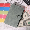 A6 sage green PU leather budget binder with secure metal buckle and storage pockets - Single Cover Only / Light Gray