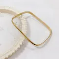 Elegant gold-plated square watch-band style bracelet in minimalist stainless steel finish - 368 Gold Square Bangle (368 Gold Square)