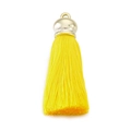 Yellow tassel keychain with gold stainless steel cap for bags and phone accessories - Yellow Tassel (KLJ6051-Z)