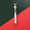 6-color Christmas ballpoint pen featuring a cute snowman with antlers and white barrel - Snowman - White Barrel V3