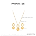 Detailed view of golden stainless steel jewelry set featuring heart pendants and dimensions - Gold (KS200520-GC)
