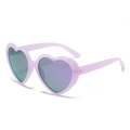 Sweet heart-shaped sunglasses with a light purple frame and dark grey polarized lenses - Purple Frame Purple Mirror Polarized