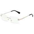 Rimless square sunglasses featuring light blue gradient lenses and gold metal frames - Gold Frame Clear Lens (Anti-Blue Light)