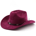Classic burgundy western cowboy hat with studded leather band on a white background - M (56-58cm) / Burgundy