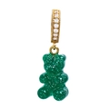 Green resin gummy bear pendant with sparkling glitter and gold-plated rhinestone bail - Glitter Dark Green