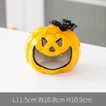 Halloween ceramic pumpkin figurine with a black bat detail and high-gloss yellow finish - Pumpkin / Orange