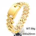 20mm golden rhombic Cuban chain bracelet for men and women in classic polished finish - 20cm / Brushed Gold