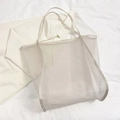 Grande borsa tote in rete bianco avorio trasparente per la spiaggia e lo shopping quotidiano - Bianco