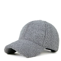 Winter warm baseball cap made of thick grey lamb wool with a soft textured finish - Adjustable / Plus Size / Dark Gray