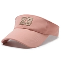 Breathable pink open top sun visor hat featuring high-quality number 23 embroidery - Adjustable / Pink With Number 23