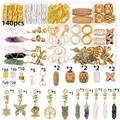 140pcs dreadlock jewelry set with gold silver rings and colorful crystal pendants - 140Pcs Set Style 20