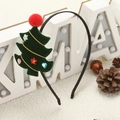 Christmas velvet tree headband with green fabric tree, red pompom, and gold bead chain - Green Velvet Tree Headband