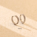 Sparkling S925 sterling silver hoop earrings with pavé crystals in 10mm size variant - Platinum (10mm)