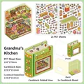 DIY Granny Kitchen 3D scene sticker set with PET stickers and foldable cookbook card - Grandma's Kitchen