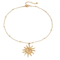 Minimalist 18k gold stainless steel sun pendant necklace with hammered spiral pattern - Sun Motif Style (JDN2411005)