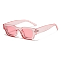 Retro square polarized sunglasses with transparent pink frame and matching lenses - Transparent Pink Frame Pink Lens Polarized