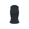 Slim fit black sleeveless mock neck tank top with ribbed knit texture for women - XS / Dark Blue