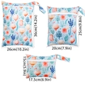 3-pack waterproof baby diaper wet bags with blue seashell pattern in three sizes - BF114 Ocean Coral