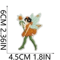 Detailed view of fairy embroidery patch measuring 6cm by 4.5cm with colorful stitching - Orange Fairy
