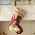 Christmas stocking featuring a 3D Santa doll with Merry Christmas text, 28x45cm size - Red Big-bearded Santa (AGWZ14-6)