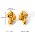 Pendientes de gota en acero inoxidable chapado en oro 18k, 1.83cm x 2.87cm, peso 10.4g - Estilo de Gota de Agua Dorada (HC-E10449) / Dorado