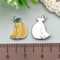 Banana alloy pendant charm in yellow enamel finish for DIY jewelry and keychains - 1Pc Yellow Banana