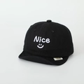 Detail of nice smiley face embroidery on a black soft brim kids baseball cap - 50cm 1-3 Years / Black